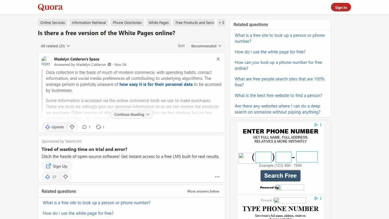 Is there a free version of the White Pages online? - Quora